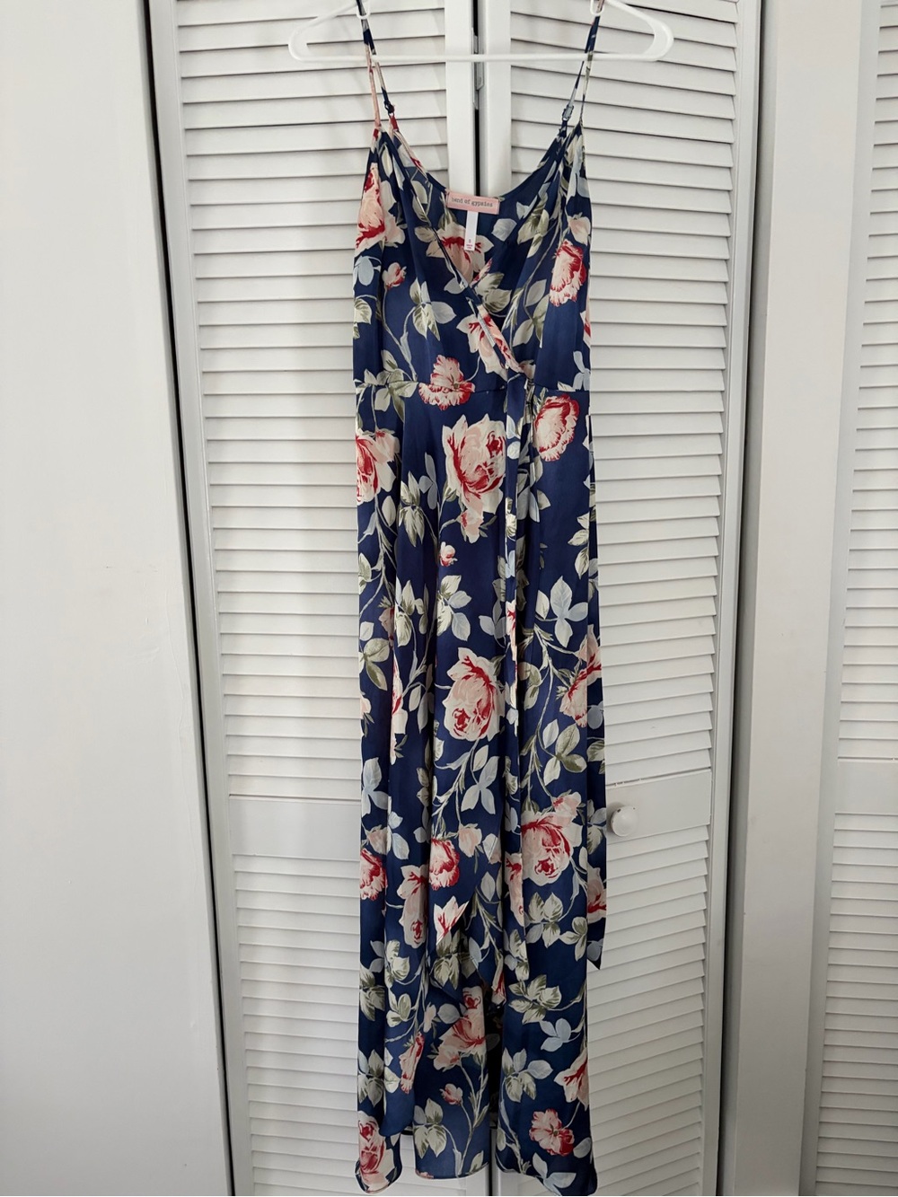 Band of Gypsies Navy Floral Maxi Dress with Spaghetti Straps